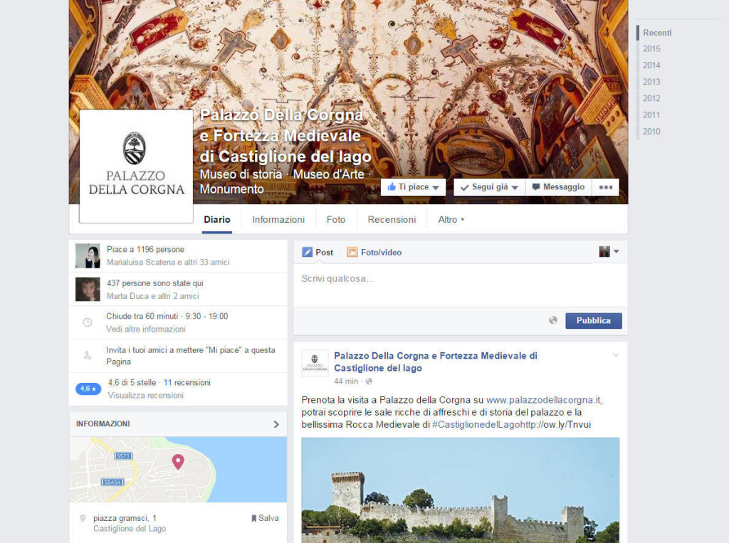 Palazzo della Corgna - Gestione pagina social network e creazione contenuti LQ