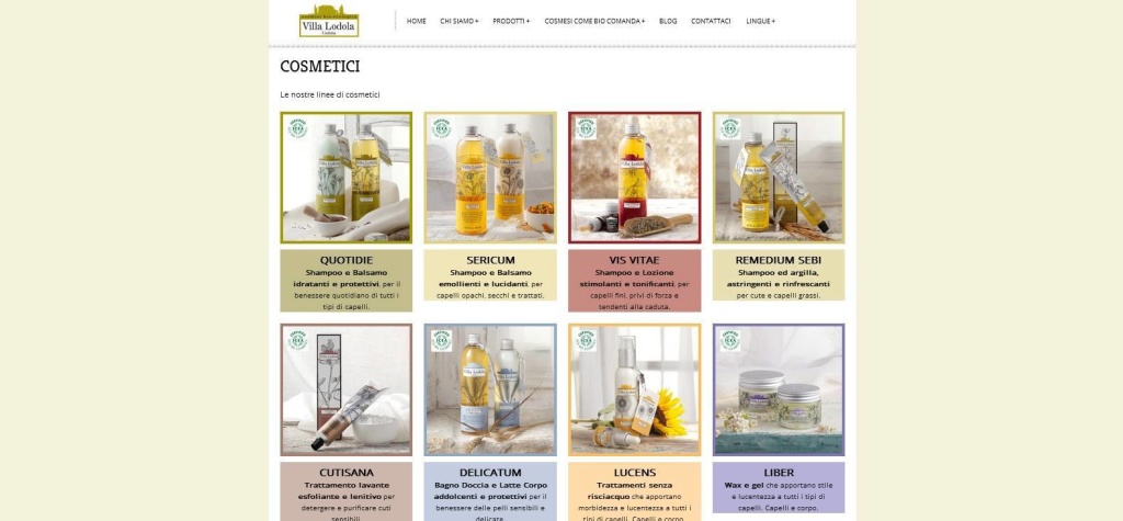 Villa Lodola realizzazione sito web gamma prodotti cosmesi LQ