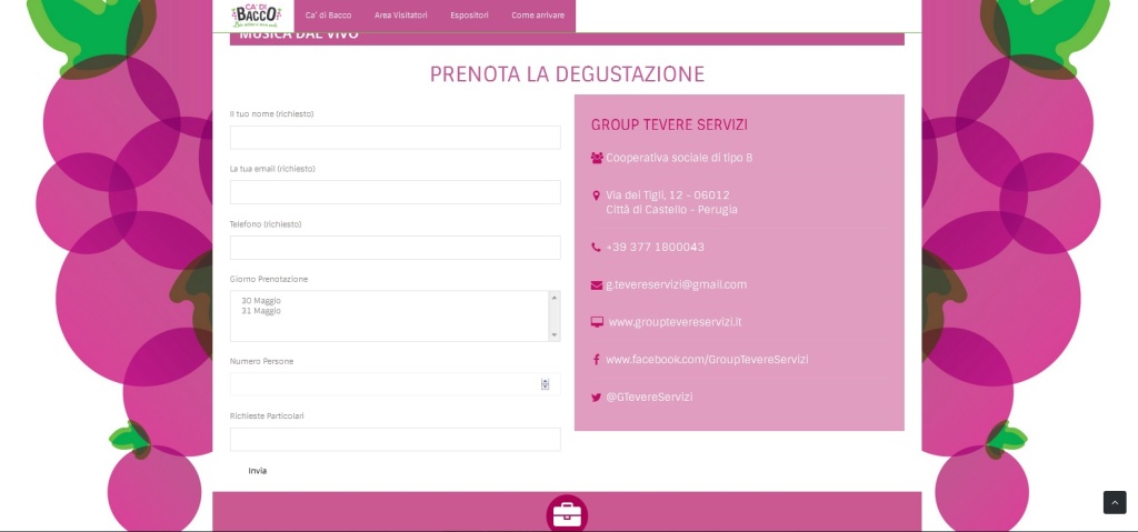 Ca di Bacco realizzazione sito web