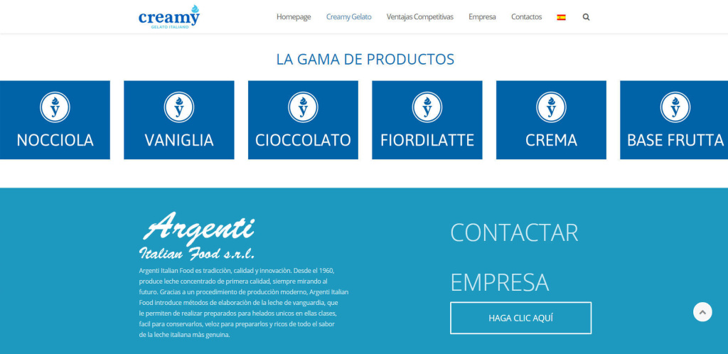 Creamy Gelato Italiano - Sito web in spagnolo inglese agenzia realizzazione LQ