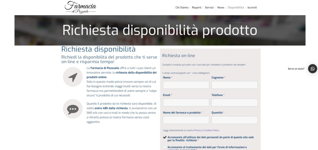 Sito web farmacia di Pozzuolo