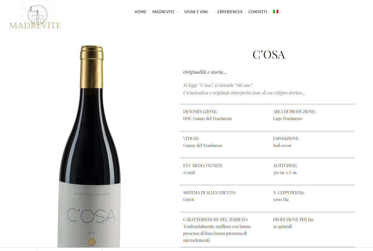 Sito web Cantina Madrevite